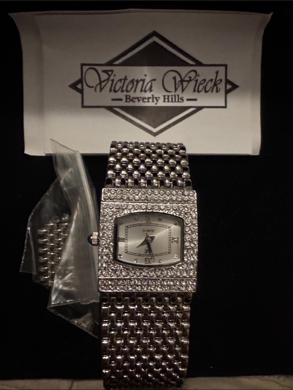 Victoria Wieck Silver Crystal-Accent Women's Bracelet Watch